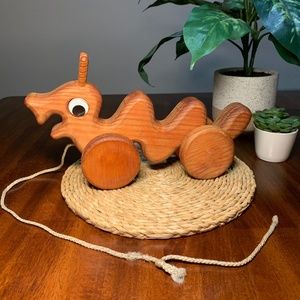 Wooden Dragon/Caterpillar Pull Toy.  With up/down movement. Adorable!!